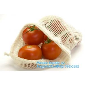 China Recycled grocery shopping fruit reusable produce bag organic cotton mesh bag,100% Certified Organic Cotton Reusable Mesh supplier