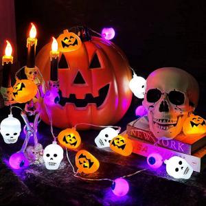LED Pumpkin Ghost Halloween Skull with Battery-Powered String Light halloween solar lights for Halloween Party Decoration