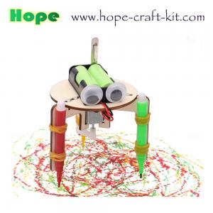 Kids Scientific DIY  Toys Wooden Color Smart Graffiti Doodling Robots Easy Assembly for STEM physics Education OEM ODM