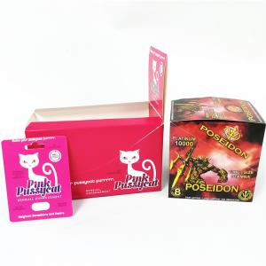 Tarjeta rosada de la caja de papel del minino que graba en relieve tarjetas de empaquetado de sellado calientes de las cajas de presentación de la ampolla sexual del aumento