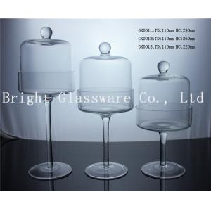 China handmade blown glass dome glass cake cover with stand supplier