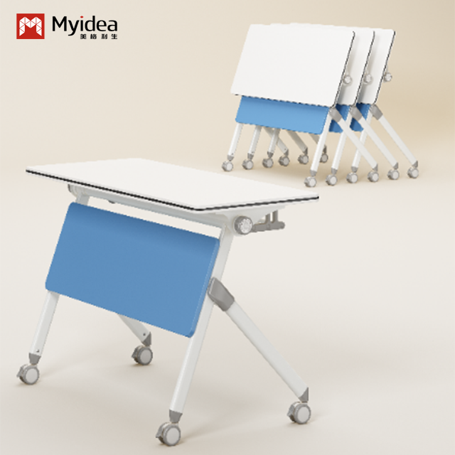 China Minimally Designed Steel Legged Foldable Training Table For Easy Mobility, With A Learning Board And A Single Person Conference Table on sale