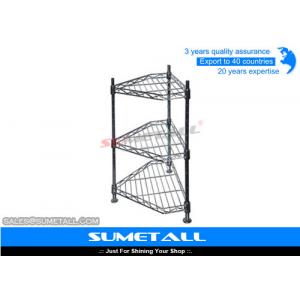 China 3 Levels Corner Shaped Pantry Wire Shelving / Wire Metal Shelving For Household supplier