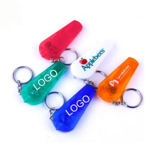 Mini LED light whistle keychain 25*68*9mm silicone + ABS logo customized