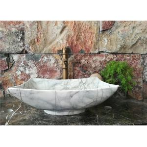 Polygonal Marble Bathroom Sink , Natural Stone Vessel Sinks For Bathroom
