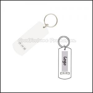 Hot Sale promotional white advertising keychain keyrings with whistle sports gift