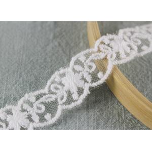 White Cotton Nylon Lace Trim Wave Edging Floral Embroidery Lace For Bridal Dress