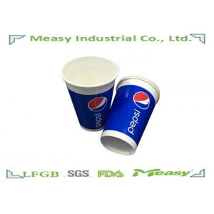 Customized 10oz Pepsi Cola Paper Cold Cups With Plastic Flat Lid To Match