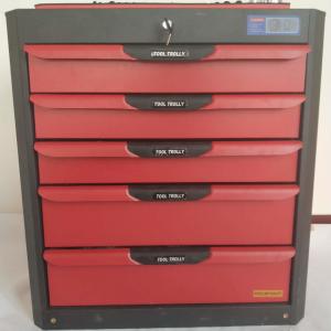 Movable 5 Drawer Tool Trolley , Steel Mobile Tool Box Trolley