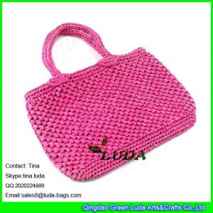 China LUDA vintage pattern crocheting straw handbag mesh beach straw hobo bag supplier
