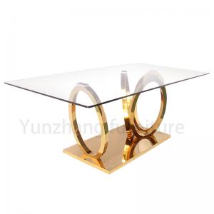 Luxury Model Dining Table Gold Base Clear Glass