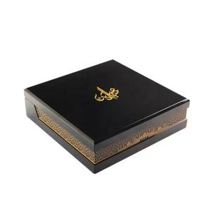 Birch Wood Custom Wooden Gift Boxes With Black Lacquer OEM ODM