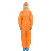 China Impervious Disposable Protective Wear , Non Woven Orange Disposable Coveralls on sale
