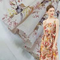China 100-120gsm Animal Floral Silk Chiffon Fabrics 70% Silk 30% Cotton Blend Material on sale