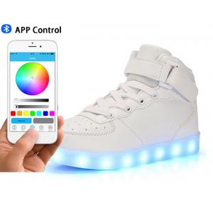 Women Leather Led Fashion Shoes , High Top Electric Styles Led Shoes Sneaker