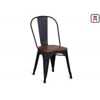 China 86cm Height Black Metal Restaurant Chairs Tolix Bar Stool With Wooden Seat  on sale