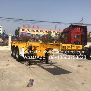 China Skeletal Type Container Semi Trailer Yellow Capacity 3 Axles Pull Container High attendance rate Durable wholesale