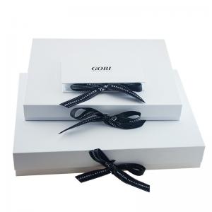 China OEM ODM Black Ribbon White Foldable Paper Box For Wedding Dress supplier