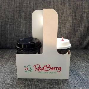 China Eco - Friendly Disposable Coffee Cup Carrier Coffee Kraft Paper Cups Holder supplier