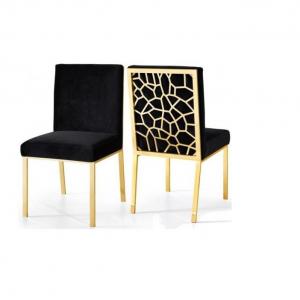 Leisure Golden Stainless Steel Velvet covered Dining Chair upholstered