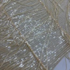 Glittering Embroidered Fabric 100% Polyester Gold Sequin For Women Evening Dresses