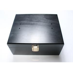Black Color Handmade Wooden Tool Boxes , Prevalent Black Lacquer Box With Lid