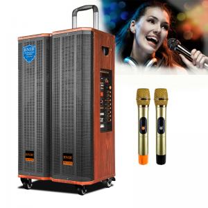 China Wooden Portable Trolley Karaoke Speaker 12 Inch 1000W Bluetooth USB For Party supplier
