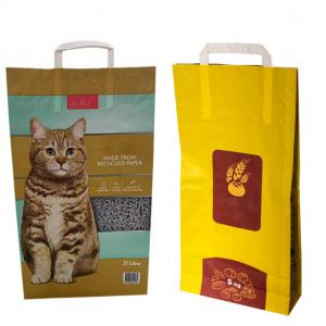 China Eco Friendly 5Litres 15Ibs Cat Litter Stand Up Pouches Cat Litter Sand Packing Bag With Handle supplier