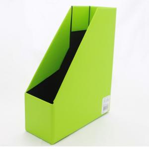 Desktop Collapsible Flat ASTM Corrugated File cardboard magazine holders Organizer Lime