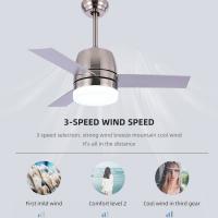 China Nordic Style 65W 3000K Modern Brushed Nickel Ceiling Fan With Light 36 Inch on sale