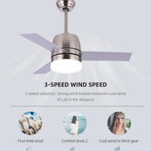 Nordic Style 65W 3000K Modern Brushed Nickel Ceiling Fan With Light 36 Inch