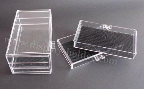 Boîte de bijoux acrylique en plastique en cristal claire de cas de maquillage