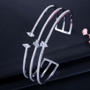 Round Bracelets & Bangles For Women Wedding Gift Gold Silver Plated CZ Rhinestone Bangles Jewelry Bracelets
