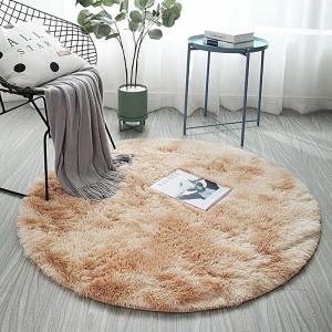 Home Soft Circle Rugs for Kids Girls Teen Room Living Room Animal Print Pattern