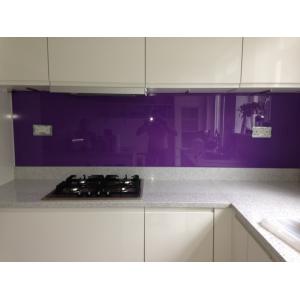 Kitchen Violet Painted Glass Backsplash Easily Clean The Stains