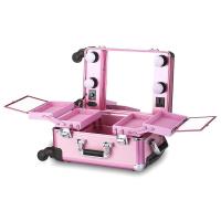 China OEM ODM Pink Cosmetic Beauty Case , Professional Makeup Cases On Wheels on sale
