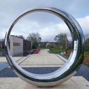 China Full Moon Hairline Stainless Steel Sculptures Outdoor Art Zr-Brass ASTM 316 supplier