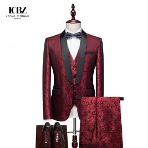 Customizable Red Men's Suit with Silk screen Printing Methods and Slim Fit Gender Men