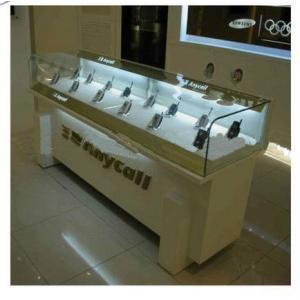 China LED Light Wood Display Cabinets , Handphone Glass Display Cabinet supplier