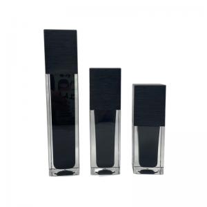 Square Cosmetic Pump Bottle 60ml UV Screw Brush Matt Black Acrylic