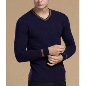 China Men's Long Sleeve v-neck Wool Sweater supplier