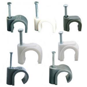 Square Shaped Plastic Cable Clips , Plastic Electrical Wire Clamp White / Black Color