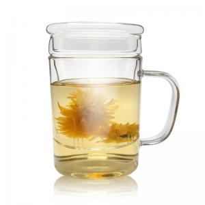 Stocked Glass Tea Cup With Strainer , Eco Friendly Glass Tea Mug With Infuser And Lid