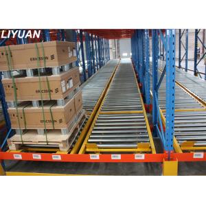 China FIFO Gravity Feed Pallet Racking 1200 Kg Heavy Duty Steel Roller Sliding supplier