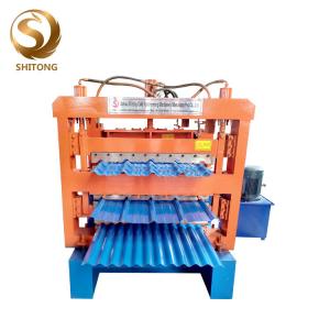 China Three Layers Roof Slate Metal Tile Making Machine Ibr Sheet Roll Forming Machine supplier
