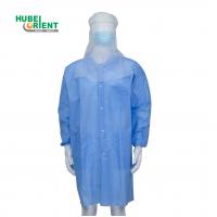 China Blue / White PP / SMS / Microporous / Tyvek Disposable Lab Coat With Snaps Closure on sale