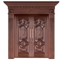 China Brass Embossed Decorative Entry Door Bronze Double Door Main Entrance on sale