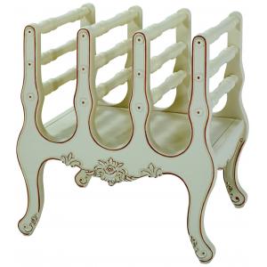 China French White Wooden Painted Newspaper Rack, high end living room furniture, magazine rack supplier