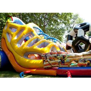 Multicolored Inflatable Amusement Park Football Combo Playground With LED Scoreboard