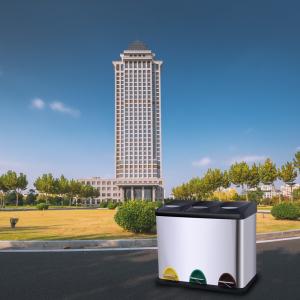 Rectangular 24 Liter Dual Trash Recycle Can For Public